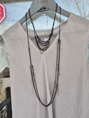Multi-Strand Gunmetal Layered Necklace - Women Jewelry